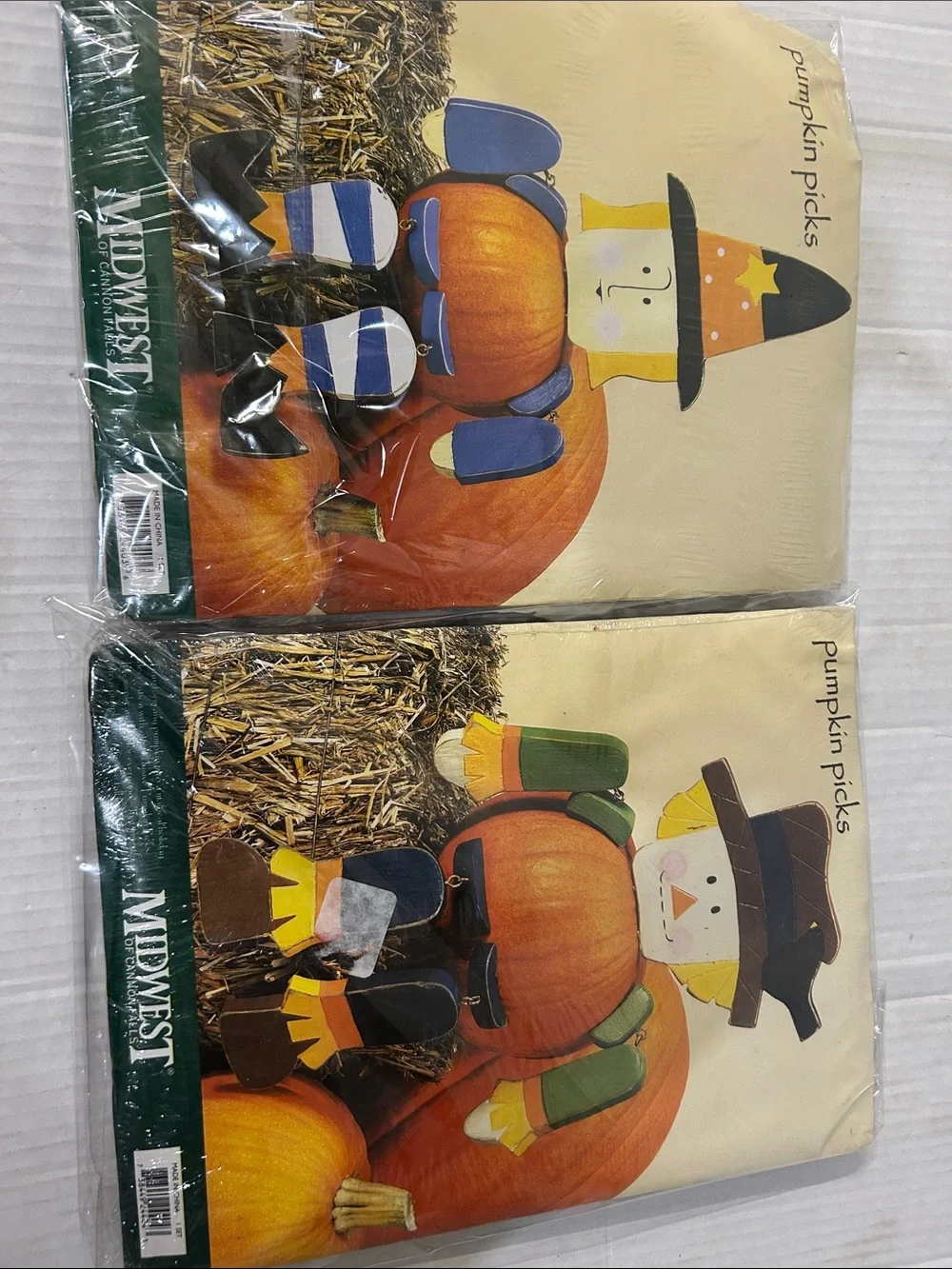 Wooden Halloween Witch and Scarecrow Pumpkin Picks  - Pumpkin Decoration